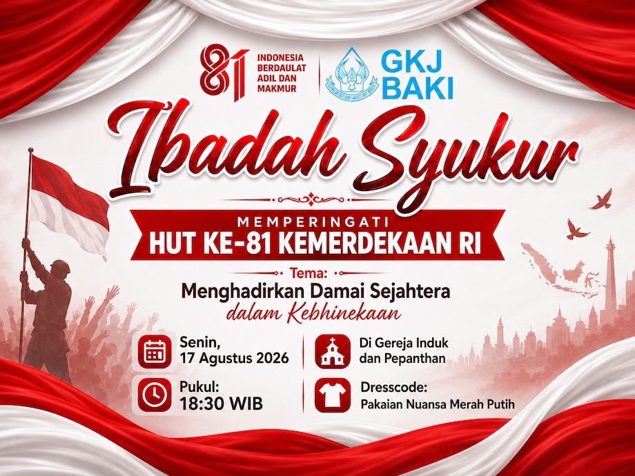 Ibadah Mirunggan Memperingati HUT Ke-81 Kemerdekaan Republik Indonesia, gereja kristen jawa, gkj, gkj baki, gereja kristen jawa baki, baki, sukoharjo, gkj klasis sukoharjo, klasis sukoharjo, klasis, sinode gkj, sinode 