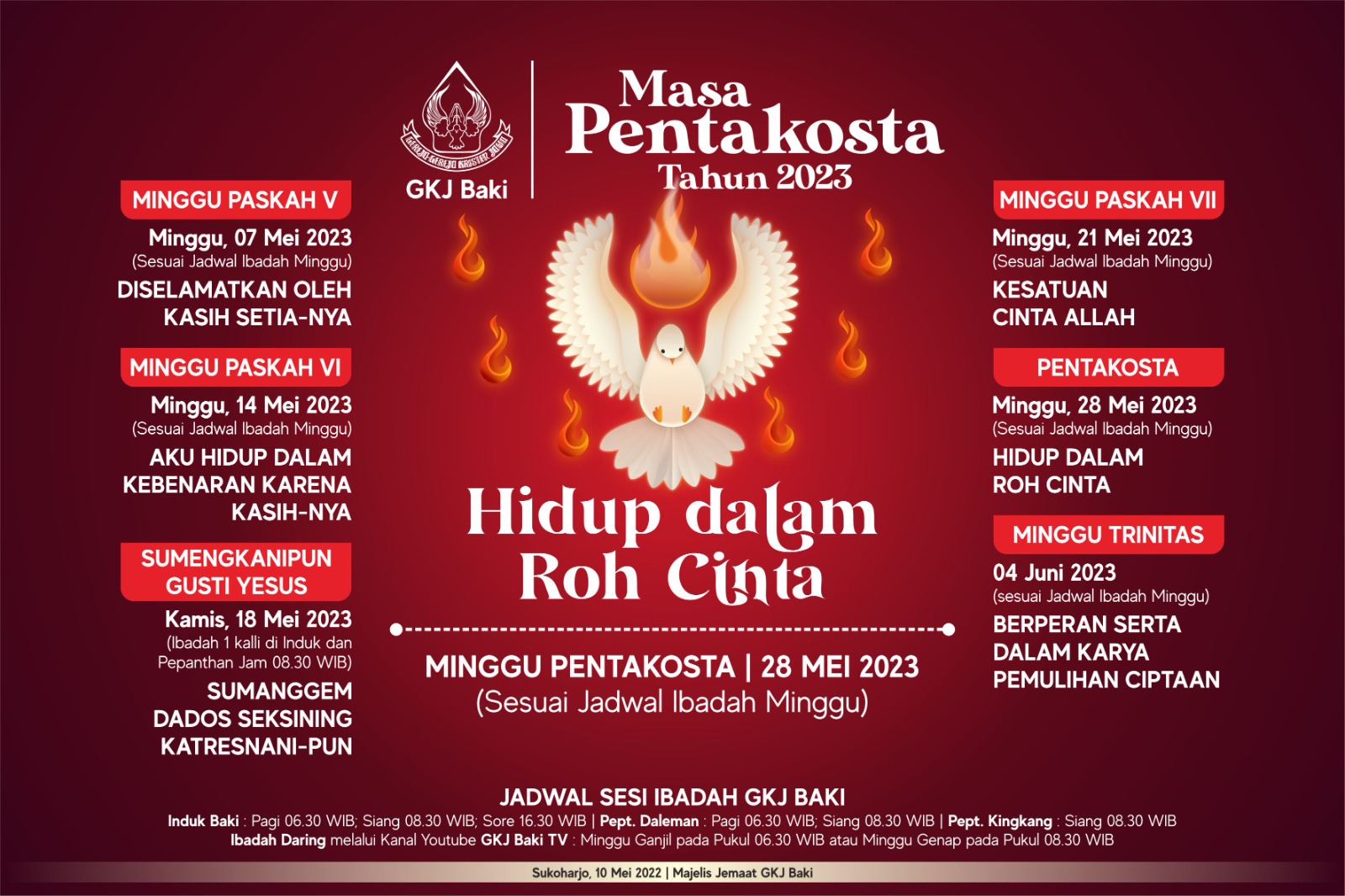 Jadwal Ibadah Masa Pentakosta 2023, gereja kristen jawa, gkj, gkj baki, gereja kristen jawa baki, baki, sukoharjo, gkj klasis sukoharjo, klasis sukoharjo, klasis, sinode gkj, sinode 