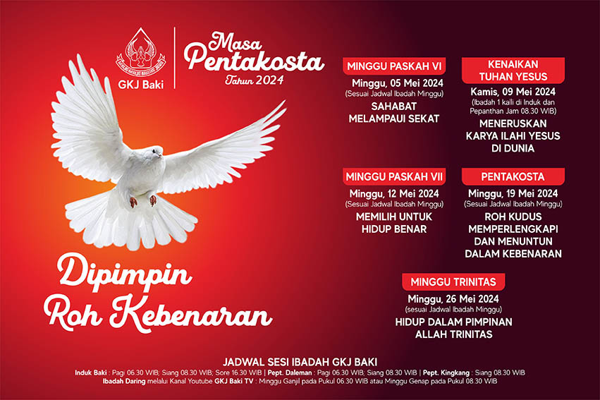 Agenda Kegiatan Masa Pentakosta 2024, gereja kristen jawa, gkj, gkj baki, gereja kristen jawa baki, baki, sukoharjo, gkj klasis sukoharjo, klasis sukoharjo, klasis, sinode gkj, sinode 
