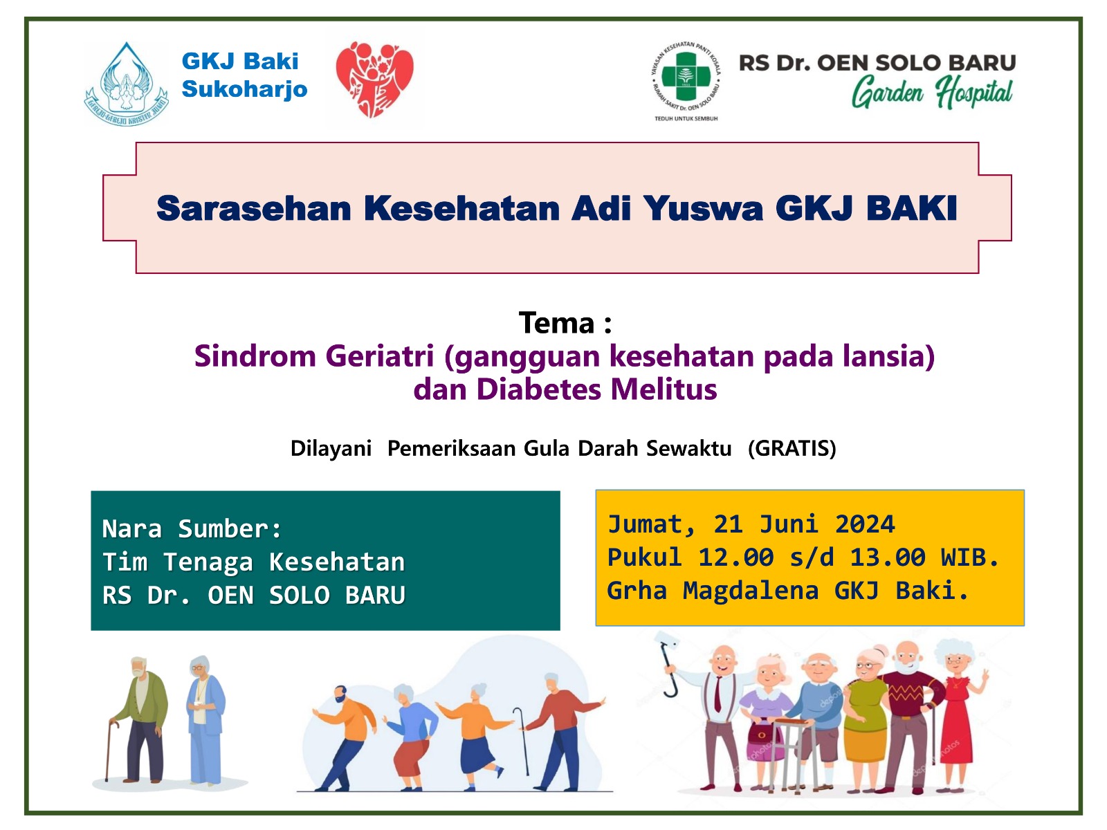 Komisi Diakonia, kegiatan, Sarasehan Kesehatan Adiyuswa GKJ Baki bekerjasama dengan RS. dr. Oen Solo Baru, gereja kristen jawa, gkj, gkj baki, gereja kristen jawa baki, baki, sukoharjo, gkj klasis sukoharjo, klasis sukoharjo, klasis, sinode gkj, sinode 